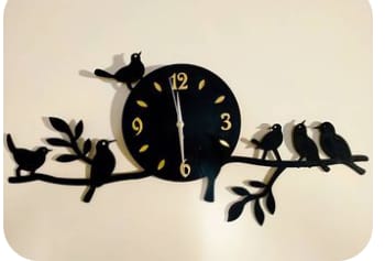 Sparrows On Tree Branch Wall Clock Wooden material