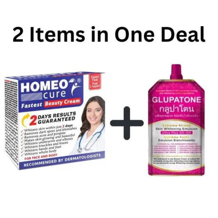 GLUPATONE Extreme Strong Whitening Emulsion Ultra Plus GS-120 For Face With Homeo Cure Beauty Cream