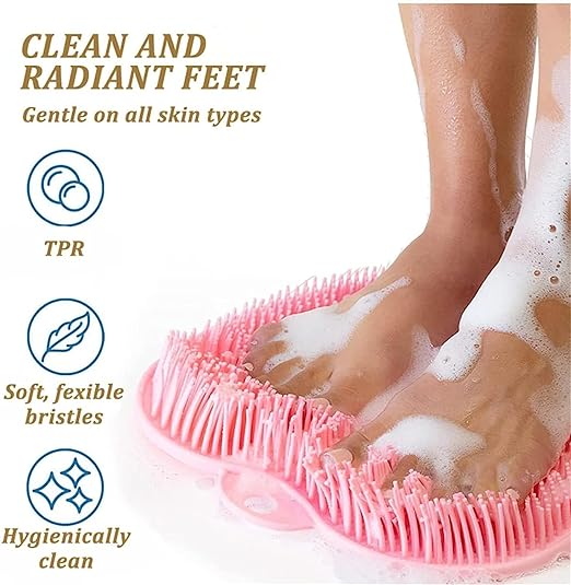 Shower Foot & Back Scrubber Mat, Wall Stick Suction Silicone Bathroom Scrubber (Random color)