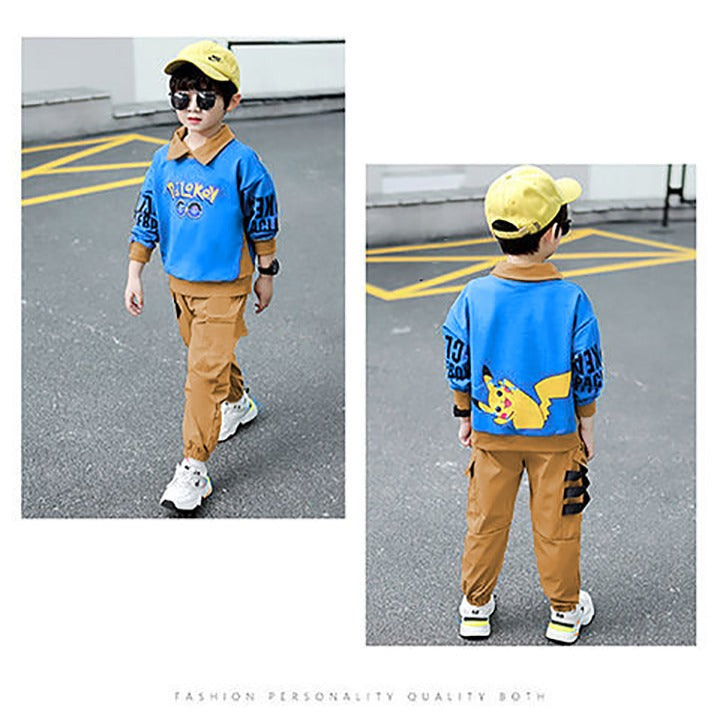 POKEMON PRINT CASUAL STYLE SWEAT SHIRT + TROUSER (Colors: BLUE )