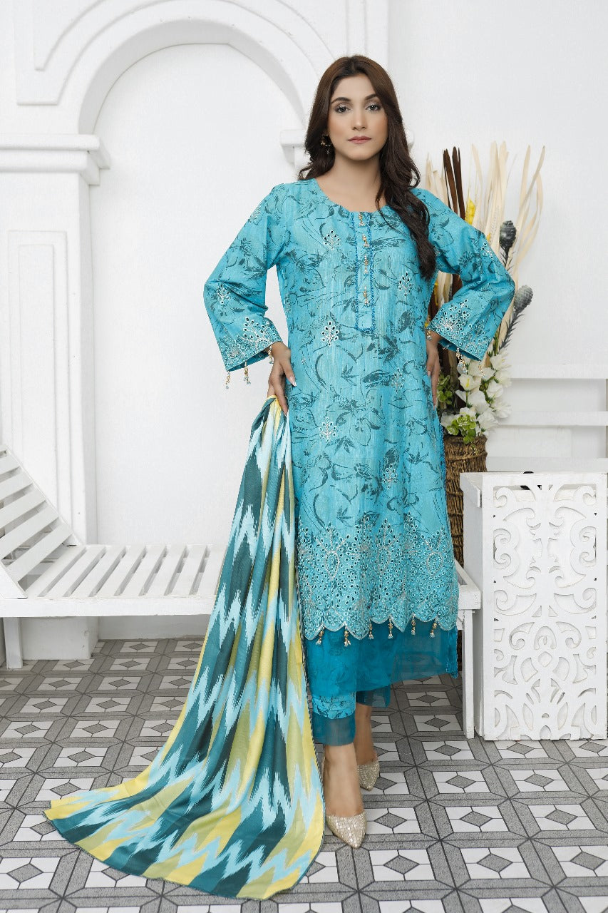 RIPPLE COLLECTION Unstitched 3 PIECES PRINTED EMBROIDERED KHADDAR COLLECTION Party Wear | winter 23