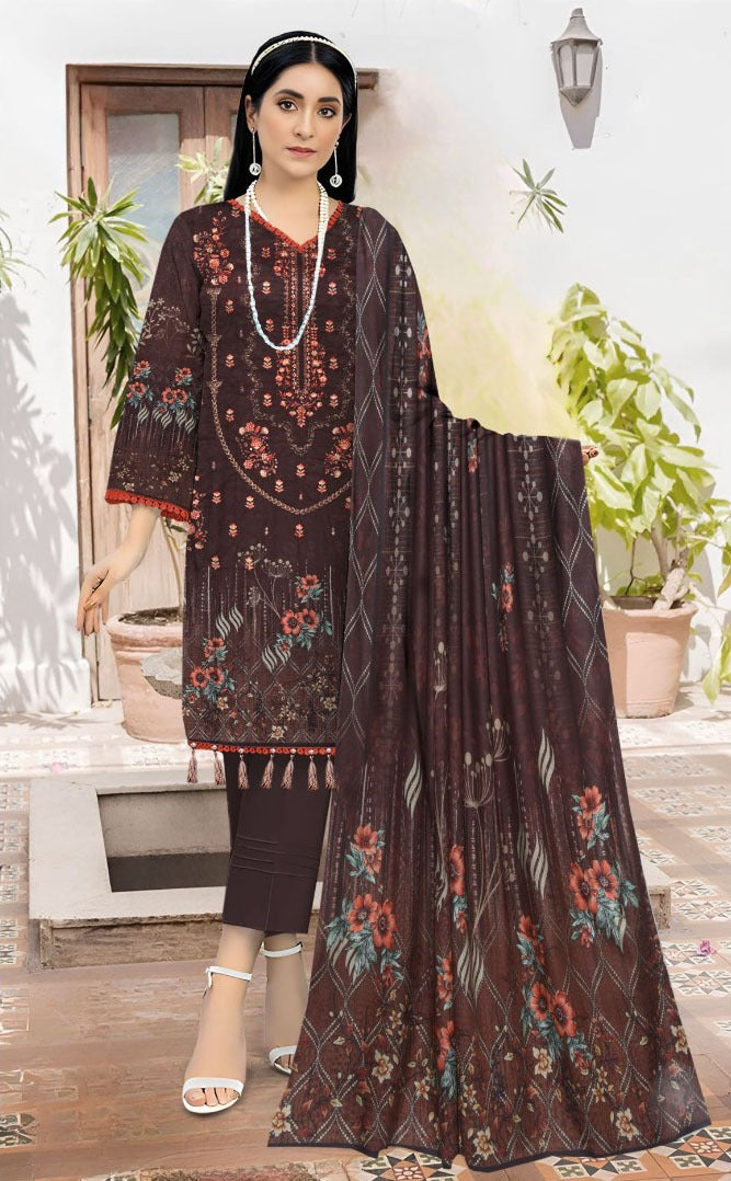 BAREEZA EMBROIDERED SHAMREY Unstitched 3 PIECES PRINTED EMBROIDERED SHAMREY COLLECTION Casual Wear | winter 23