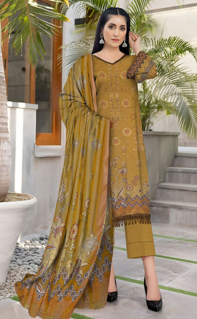 BAREEZA EMBROIDERED SHAMREY Unstitched 3 PIECES PRINTED EMBROIDERED SHAMREY COLLECTION Casual Wear | winter 23