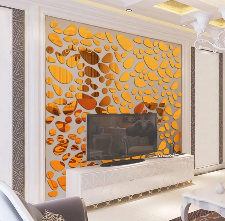 Pebbles Acrylic mirror stickers Wall decorations 12pc set