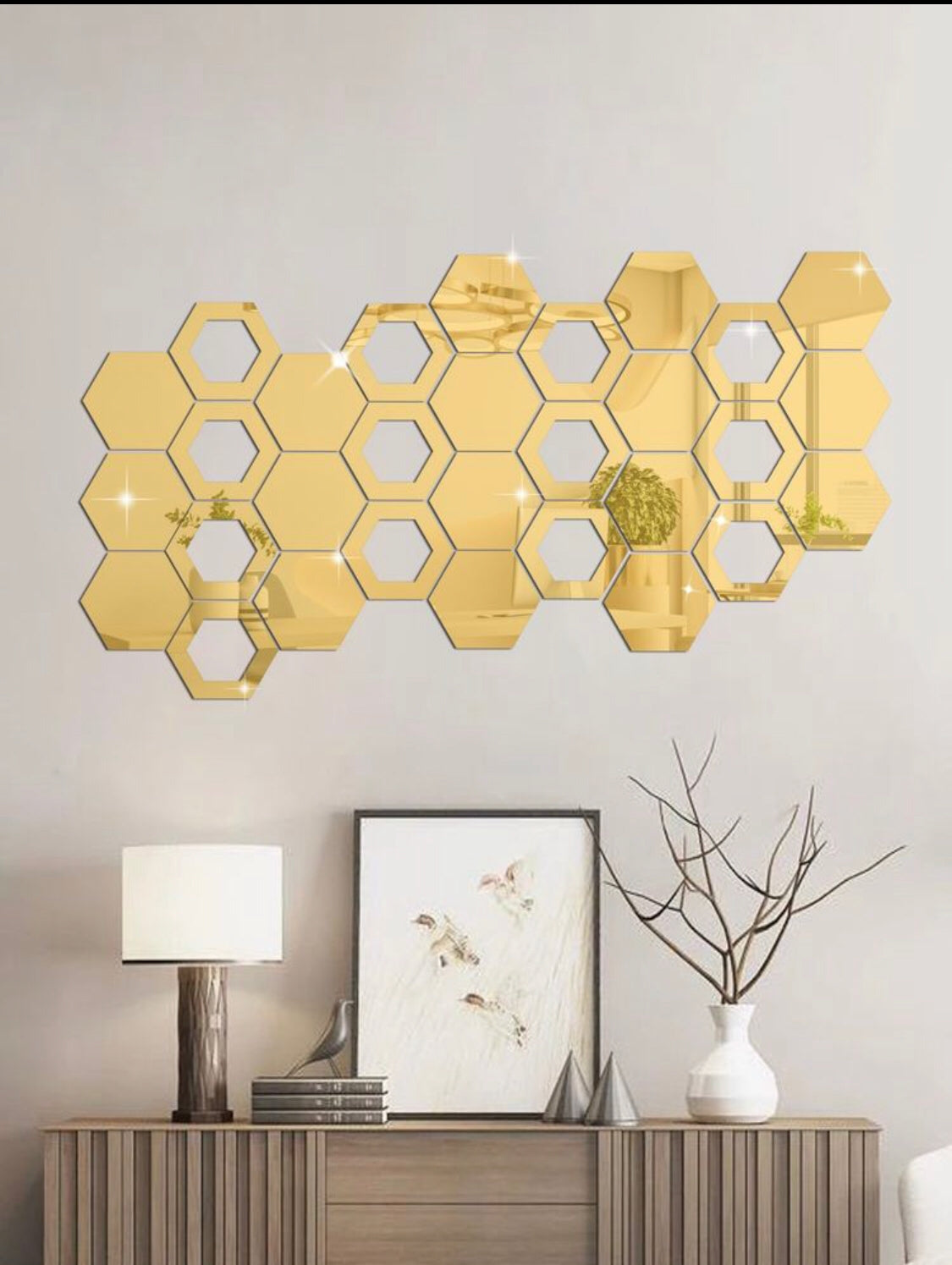 New design hexagon Wall acrylic mirror decoration ( Pack of 24)