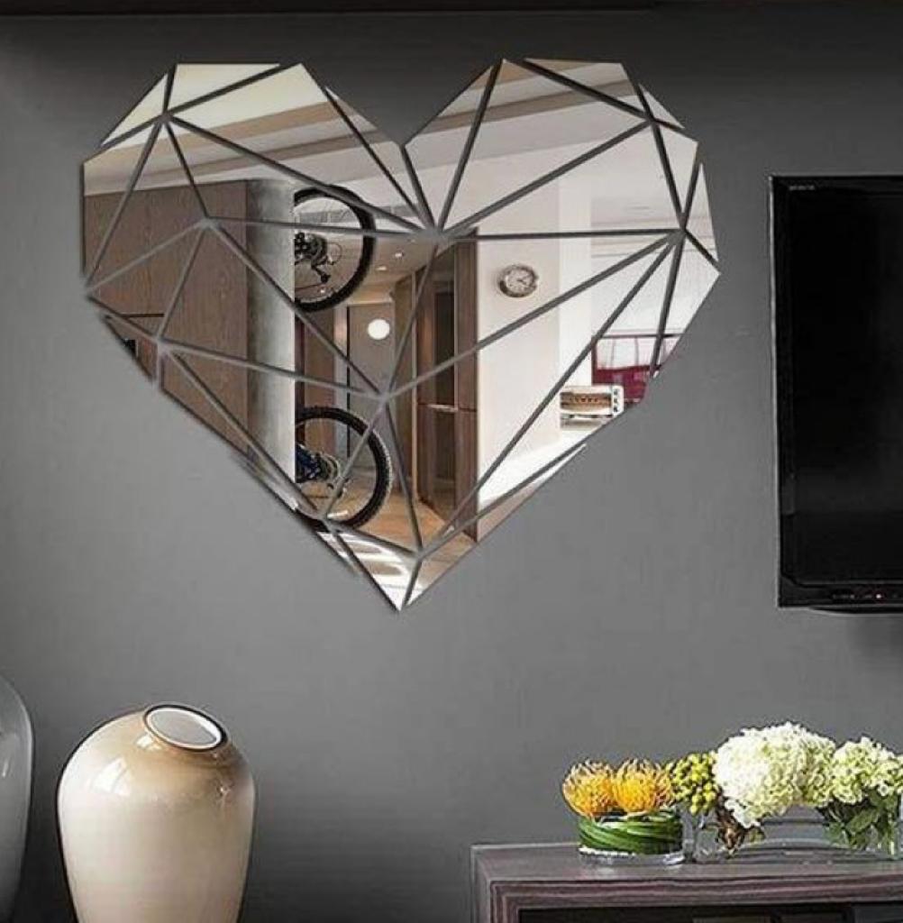 Love Heart Acrylic mirror wall stickers 24×24 inch size