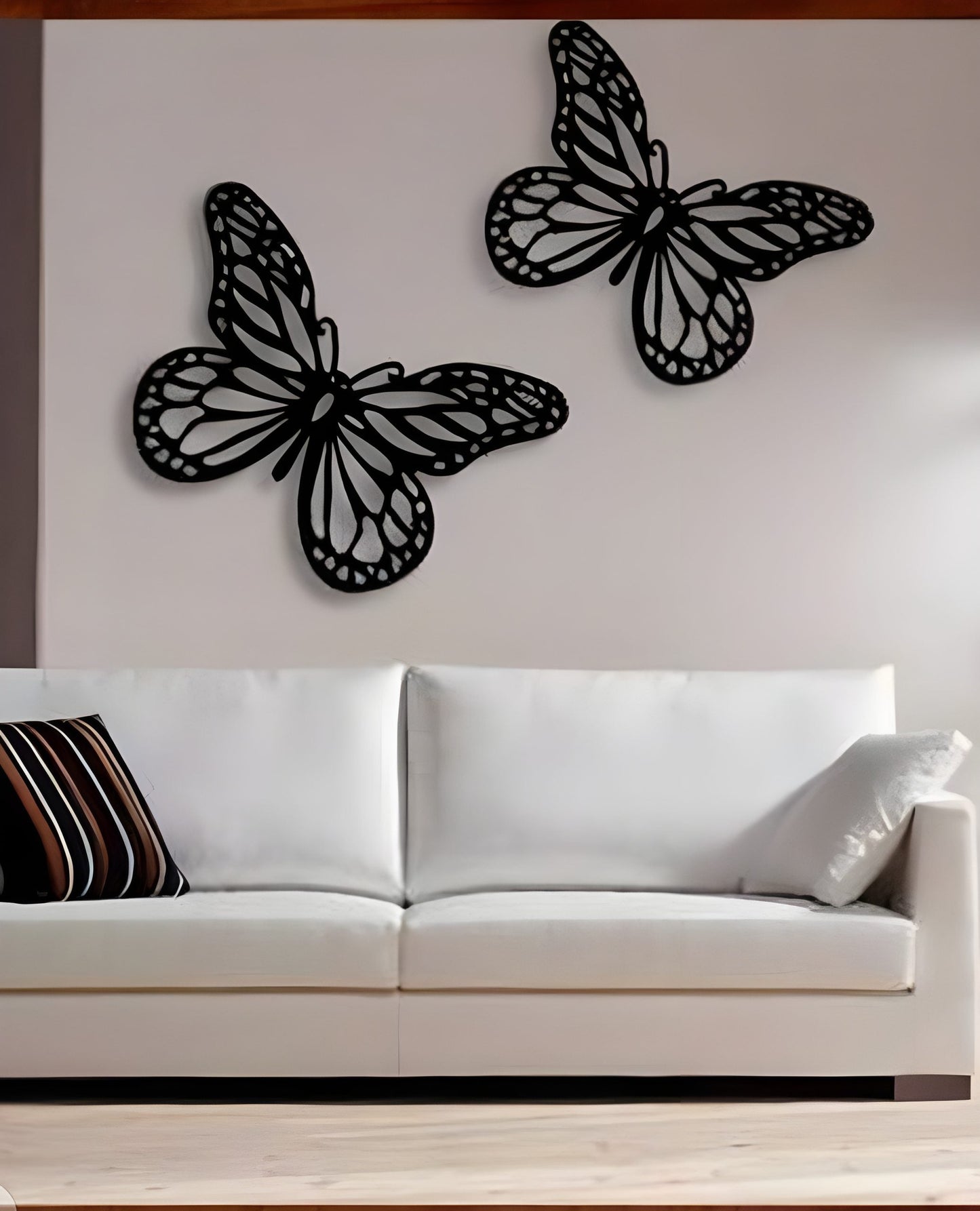 Butterfly wall decoration Wooden material 2pc set
