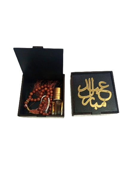 Gift box with tasbeh and ater ( عید مبارک )