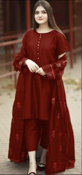3pc Embroidered Gown Kataan Silk for girls