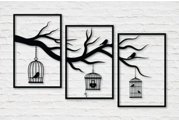 3pec set Tree art Wall hanging decoration MDF wood material