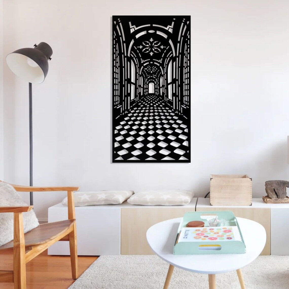 3D wall art Historical kingdom corridor Hanging decoration MDF wood material