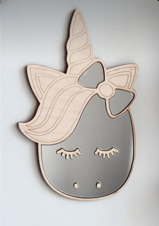 Unicorn shaped acrylic mirror - Kids room decoration