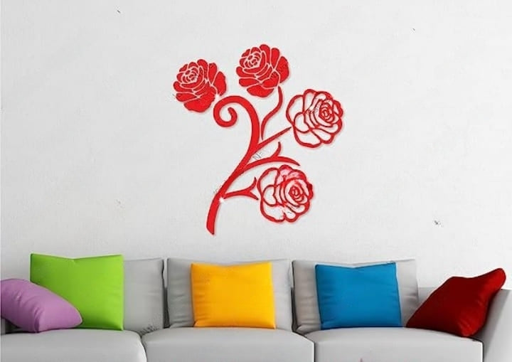 Rose Flower Acrylic Wall Sticker