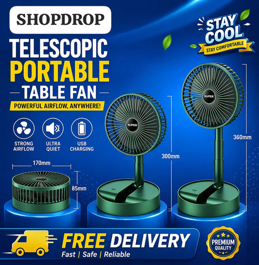 Rechargeable Portable Telescopic Folding Table Fan