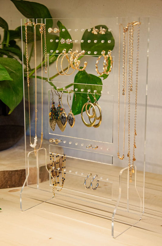 Jewelry Stand | Necklaces &amp; Earrings Organizer | Clear Acrylic Earring Organizer | Jewelry Display | Bracelet Organizer