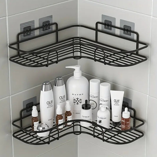 Self Adhesive Metal Corner Rack (Buy 1 Get 1 Free) With 4 Pcs Free Hooks