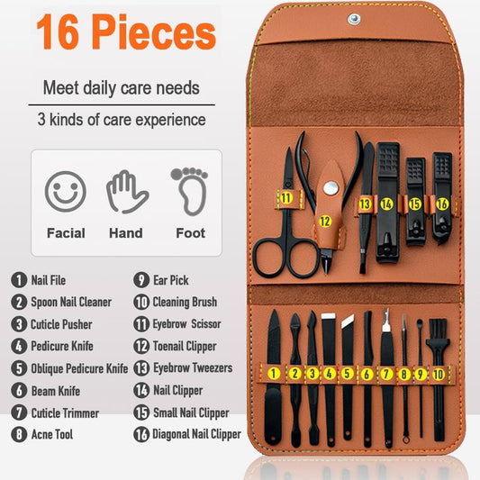 16Pcs Manicure Set Nail Clipper Stainless