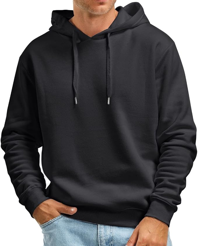 Men's Fall and Winter Casual Solid Color Hooded Sweater No Pockets Top Hoodies for Men with Designs Boys Hoodies