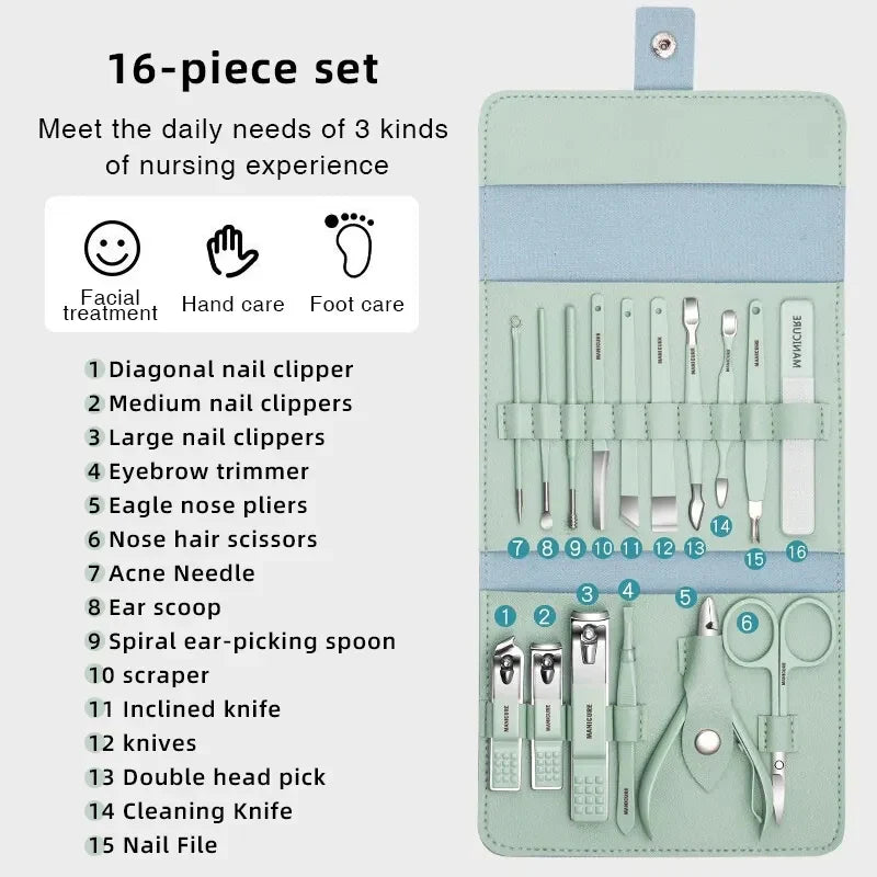 16Pcs Manicure Set Nail Clipper Stainless