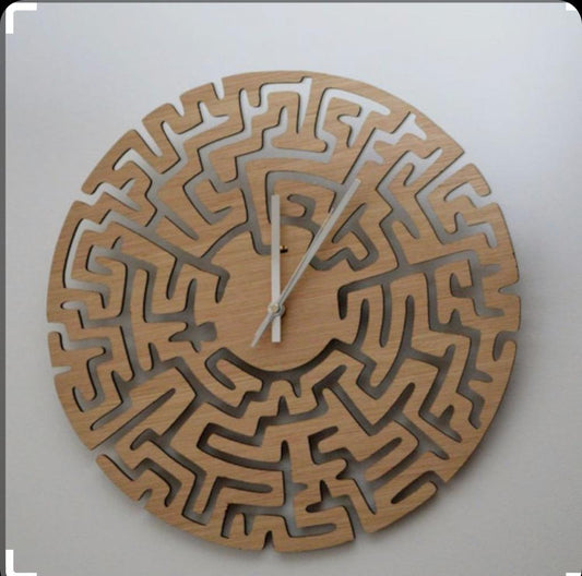 Puzzle Maze Wooden Wall Clock