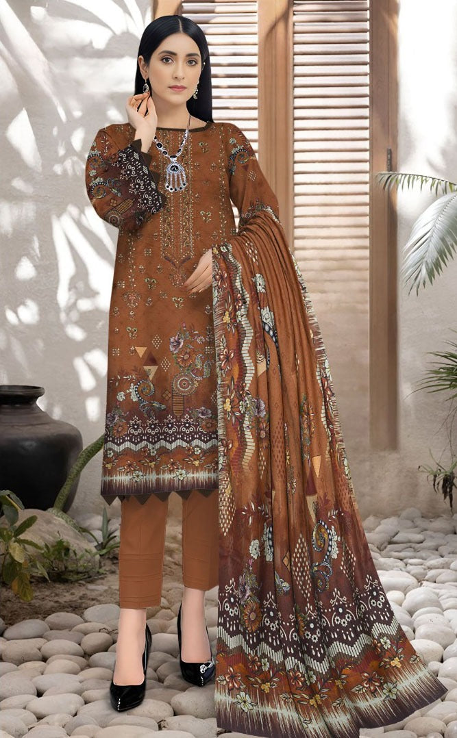 BAREEZA EMBROIDERED SHAMREY  Unstitched  3 PIECES PRINTED EMBROIDERED SHAMREY COLLECTION Casual Wear | winter 23