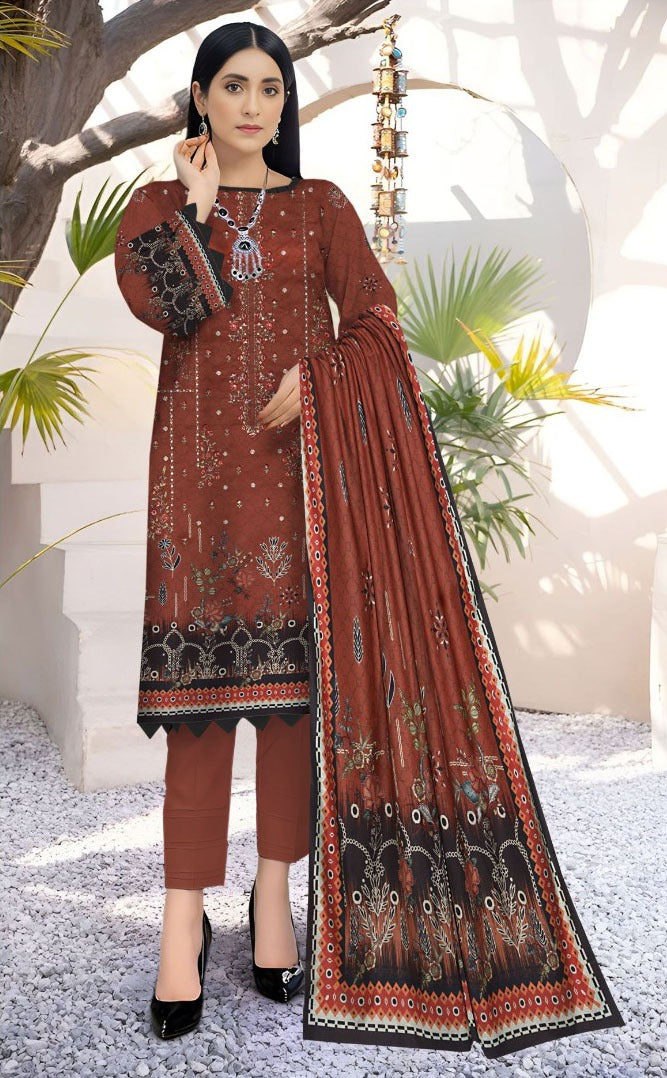 BAREEZA EMBROIDERED SHAMREY  Unstitched  3 PIECES PRINTED EMBROIDERED SHAMREY COLLECTION Casual Wear | winter 23