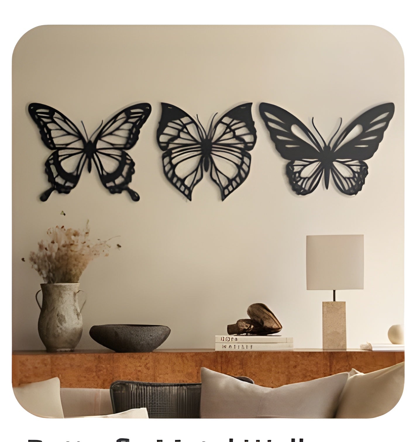 Butterfly wall decoration Wooden material  3pc set