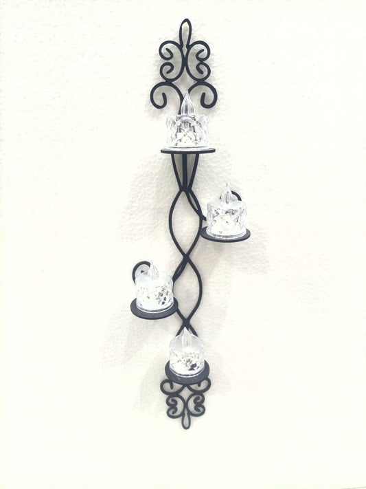 Long Vertical Candle Holder | Wooden Wall Hanging Candle Holder | Long Tea light Wall Mounted Sconces  Candle Holder