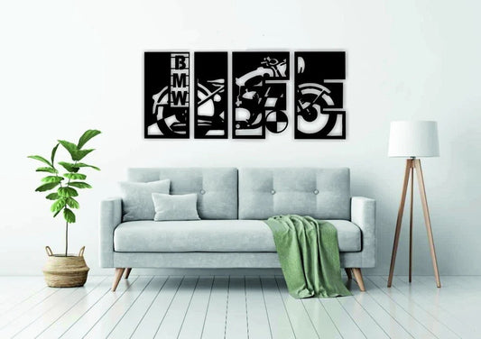 BMW Motorcycle Frame Wooden Wall Decoration.